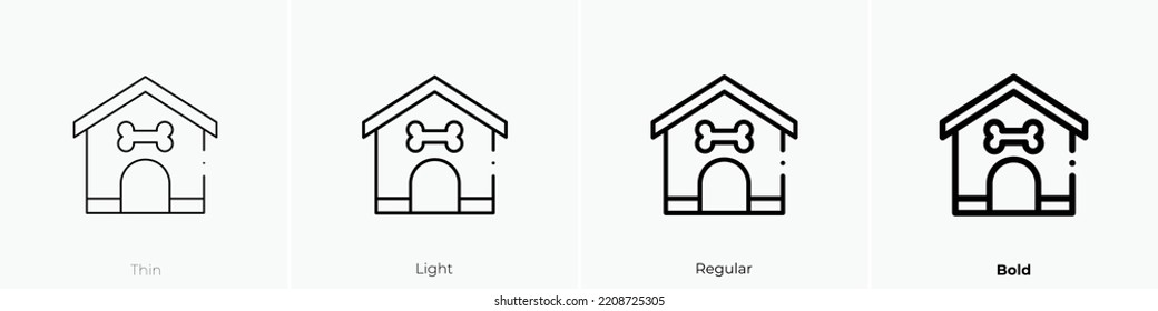 Dog house icon. Thin, Light Regular And Bold style design isolated on white background