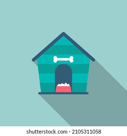 Dog house icon , Vector flat long shadow design.