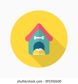 Dog house icon , Vector flat long shadow design. 