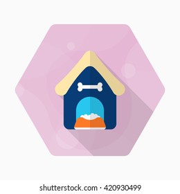 Dog house icon , Vector flat long shadow design.