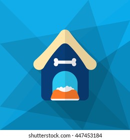 Dog house icon , Vector flat long shadow design.
