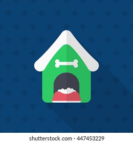 Dog house icon , Vector flat long shadow design.
