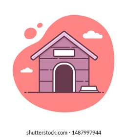 dog house icon vector illustration in monoline / line art style