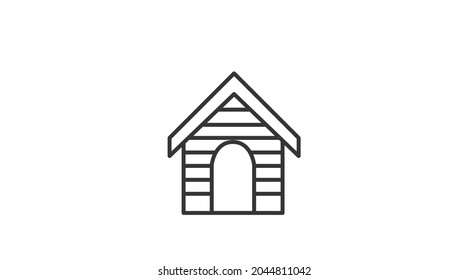 Dog House Icon. Vector isolated editable black and white illustration