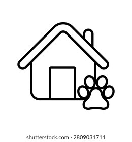 Dog house icon vector set. Pet shelter illustration sign collection. Kennel symbol. Dog home logo or mark.