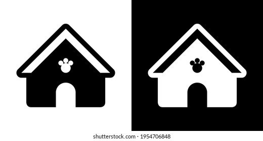 Dog House. Icon in White and Black Version.