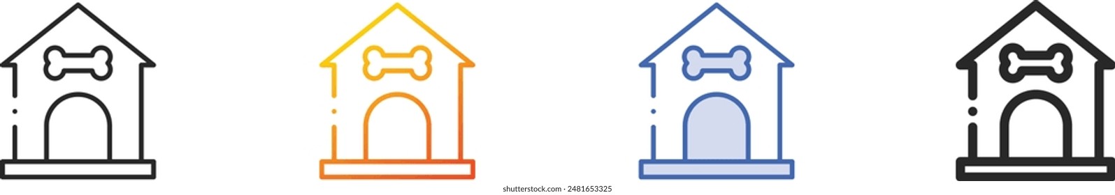 Dog house icon.Thin Linear, Gradient, Blue Stroke and bold Style Design Isolated On White Background