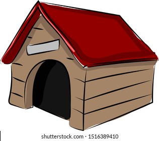 Dog house, illustration, vector on white background.