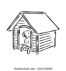 Dog house isolated graphic black white sketch illustration vector