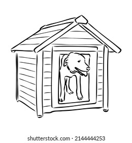 Dog house isolated graphic black white sketch illustration vector