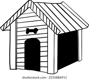 Dog house isolated graphic black white sketch illustration vector