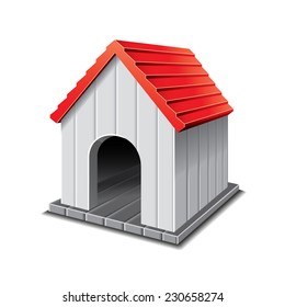 Dog house isolated on white photo-realistic vector illustration