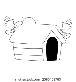 dog house isolated on white background.Dog house vector illustration.line art vector illustration on the white background