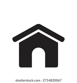 Icono de Vector negro sólido de la perrera de la casa del perro aislado Fondo blanco Refugio del hogar del animal doméstico Ilustración gráfica del diseño del símbolo del edificio al aire libre