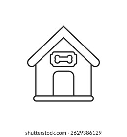 Dog house line icon in flat style. Pet home vector illustration on isolated background. Animal shelter sign business concept.