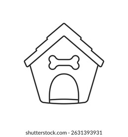 Dog house line icon in flat style. Pet home vector illustration on isolated background. Animal shelter sign business concept.