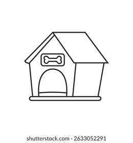 Dog house line icon in flat style. Pet home vector illustration on isolated background. Animal shelter sign business concept.