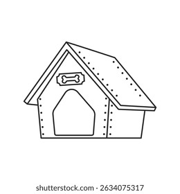 Dog house line icon in flat style. Pet home vector illustration on isolated background. Animal shelter sign business concept.