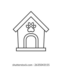 Dog house line icon in flat style. Pet home vector illustration on isolated background. Animal shelter sign business concept.
