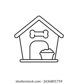 Dog house line icon in flat style. Pet home vector illustration on isolated background. Animal shelter sign business concept.