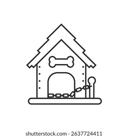 Dog house line icon in flat style. Pet home vector illustration on isolated background. Animal shelter sign business concept.