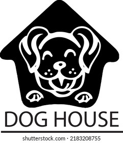 Dog House Logo, Dog home logo silhouette, Dog house logo sketch drawing