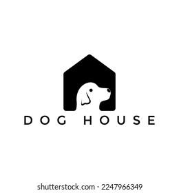 Dog house logo modern design vector with dog and house concept