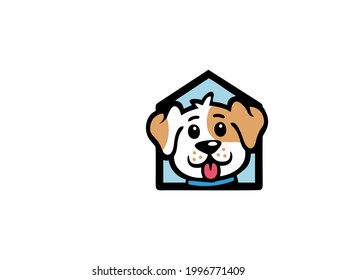 dog and house logo vector illustration