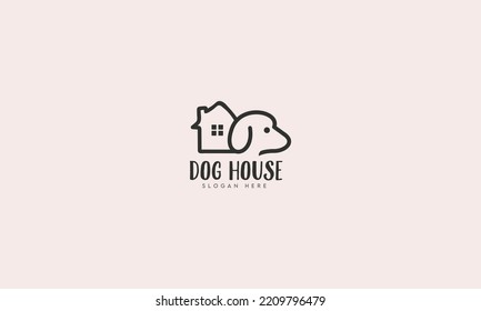 Dog House Logo vector template Linear style, Minimal Dog House Logo Template.