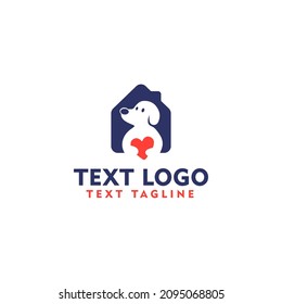 dog, house and love logo design