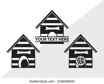 Dog House Monogram Printable Vector Illustration