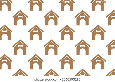 Dog house pattern on white background . Dog house with dog bone background . Vector illustration