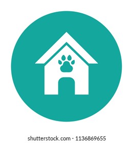 Dog house, pet house cartoon vector icon blue background