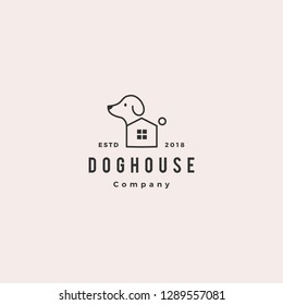 dog house pet home logo hipster retro vintage vector icon illustration