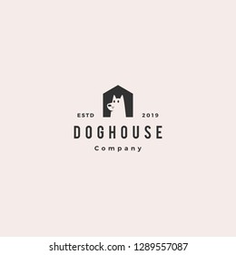 dog house pet home logo hipster retro vintage vector icon illustration