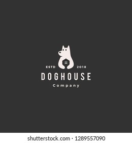 dog house pet home logo hipster retro vintage vector icon illustration