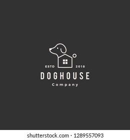 dog house pet home logo hipster retro vintage vector icon illustration