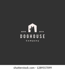 dog house pet home logo hipster retro vintage vector icon illustration