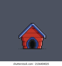 dog house in pixel style