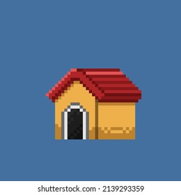 dog house in pixel style