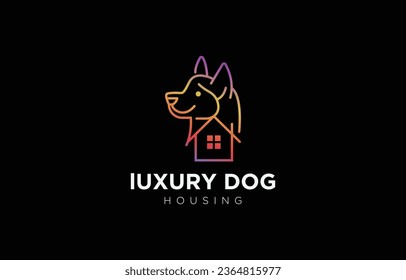 Dog with house premium minimalist logo vector