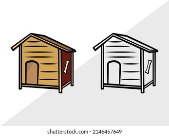 Dog House Printable Vector Illustration