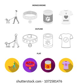 Dog house, protective collar, dog muzzle, cup. Dog set collection icons in flat,outline,monochrome style vector symbol stock illustration web.