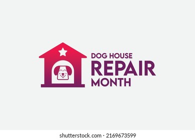 Dog House Repair Month. July 1. Holiday concept. Template for background, banner, card, poster with text inscription. Vector EPS10 illustration