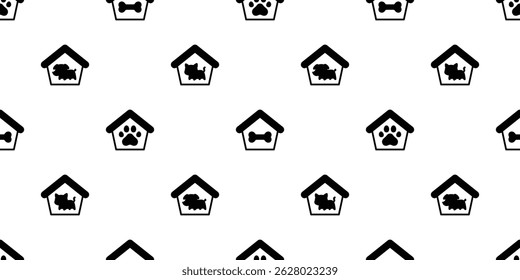 dog house seamless pattern cat pet shop clinic french bulldog puppy cartoon doodle gift wrapping paper tile background repeat wallpaper illustration