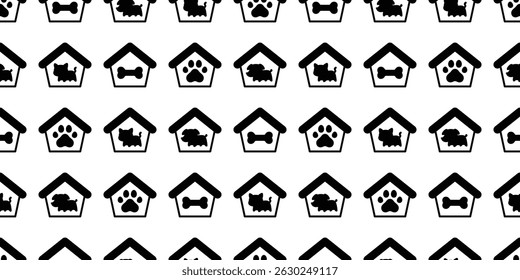 dog house seamless pattern cat pet shop clinic french bulldog puppy cartoon doodle tile background gift wrapping paper repeat wallpaper illustration