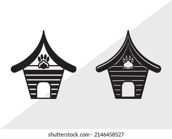 Dog House Silhouette Printable Vector Illustration