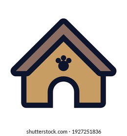 Dog House. Simple Vector Color Icon.