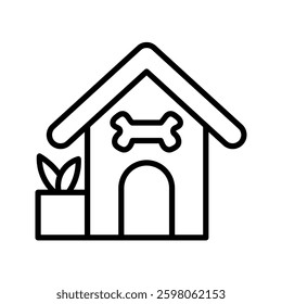 Dog house with small plant decoration on the side