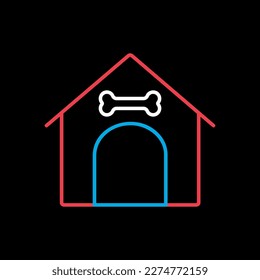 Dog house vector icon on black background. Pet animal sign. Graph symbol for pet and veterinary web site and apps design, logo, app, UI